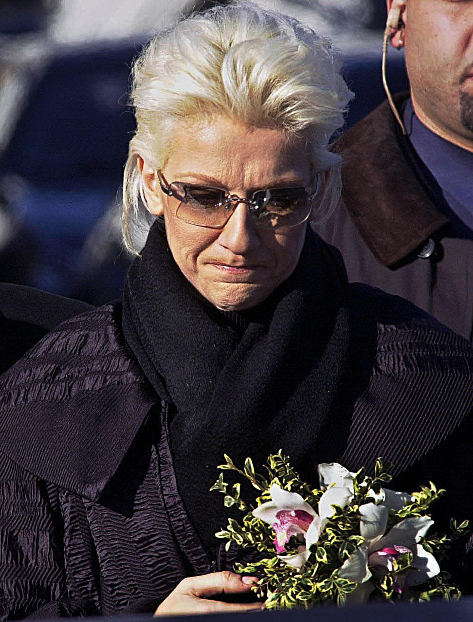 Celine Dion leaves a church following a funeral service for Adhemar Dion in Charlemagne, near Montreal, on December 4, 2003. | Source: Getty Images