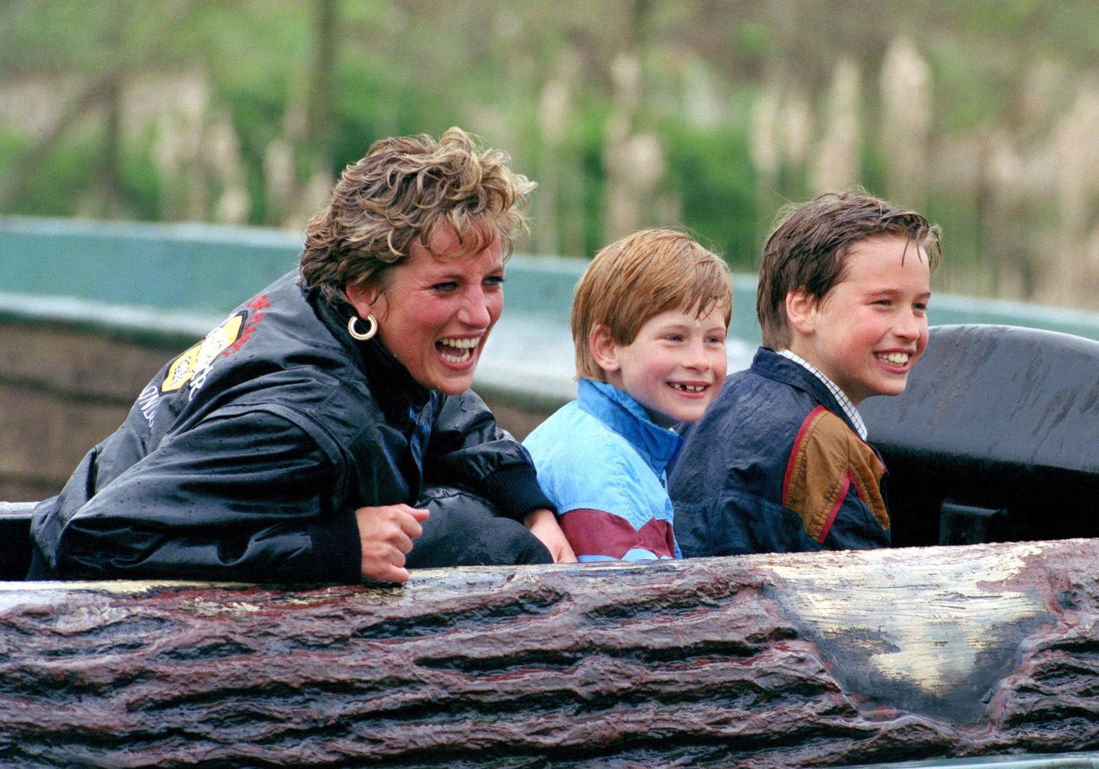 Princess Diana, Prince William, and\u00a0Prince Harry at The "Thorpe Park"\u00a0Amusement Park on April 13, 1993 | Source: Getty Images