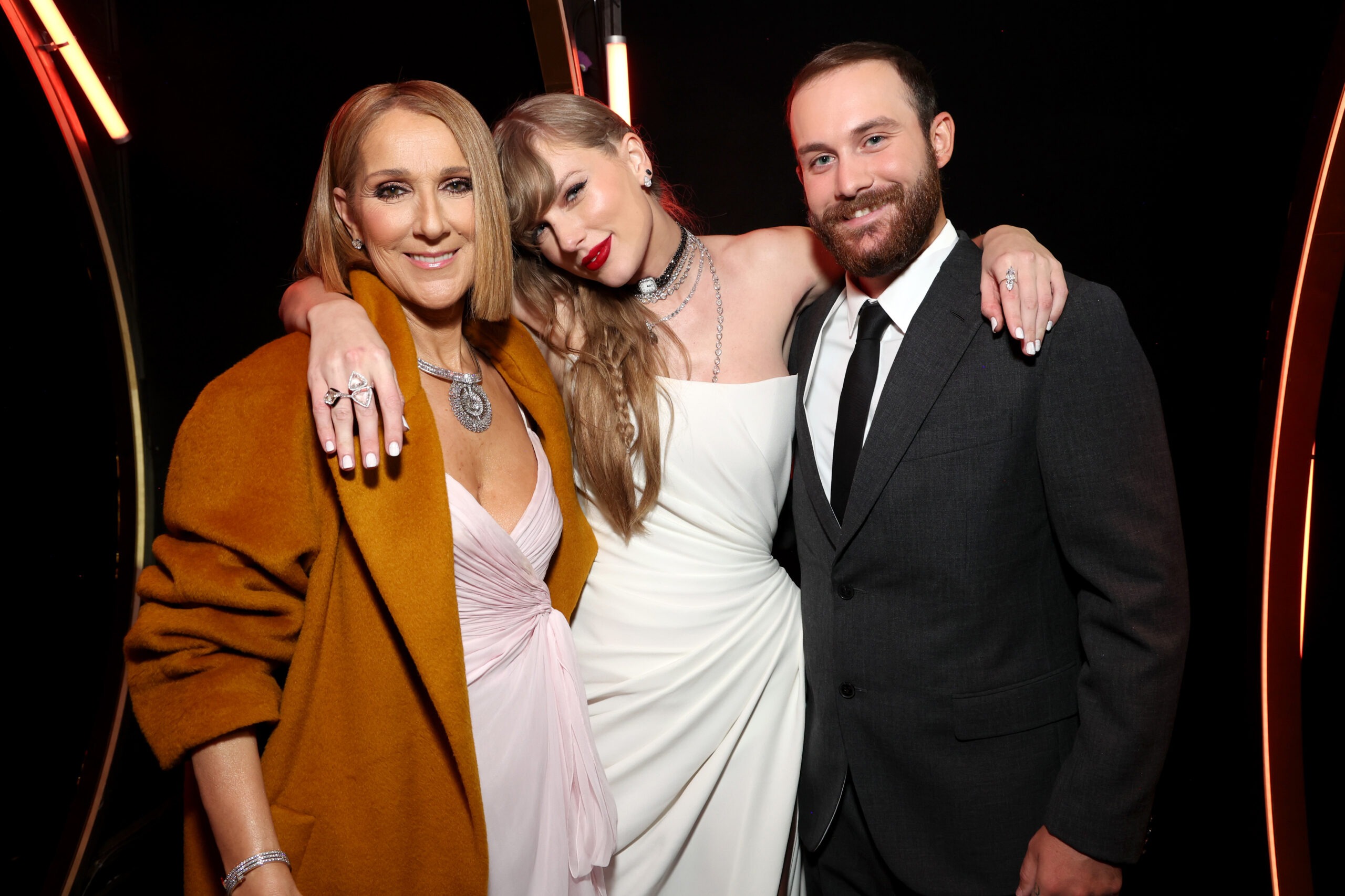 Céline Dion, Taylor Swift and René-Charles Angélil at the 66th Grammy Awards in Los Angeles, California on February 4, 2024 | Source: Getty Images