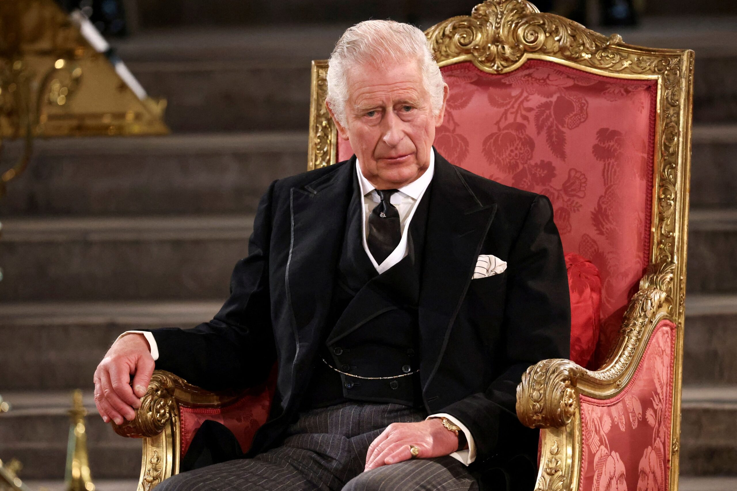 King Charles III attends the presentation of Addresses by both Houses of Parliament in Westminster Hall, central London on September 12, 2022. | Source: Getty Images