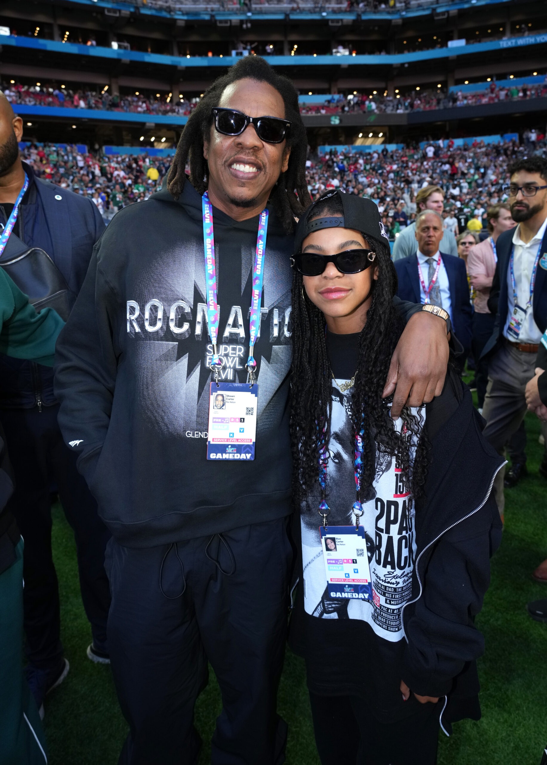 Jay-Z and Blue Ivy Carter at the Super Bowl LVII in Glendale, Arizona on February 12, 2023 | Source: Getty Images