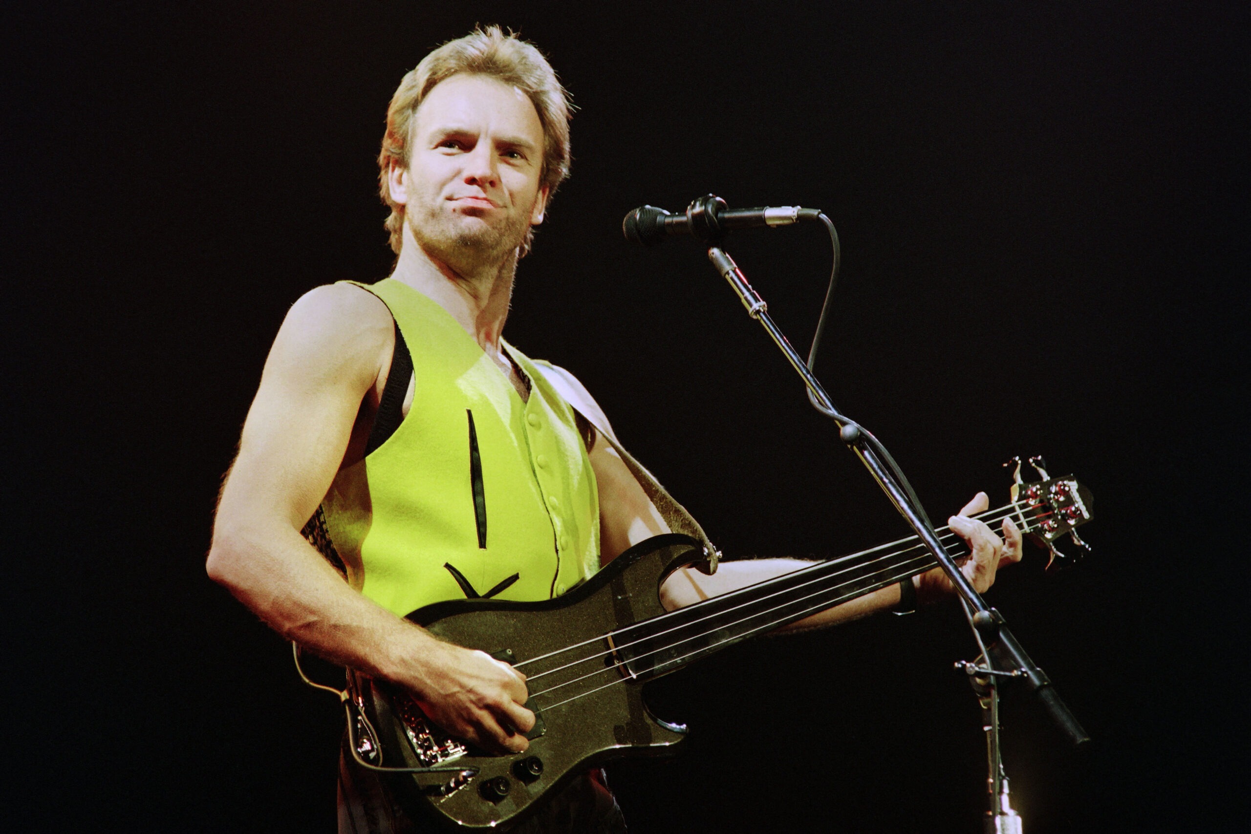 Sting performs on stage during a concert at Bercy on December 10, 1991 in Paris. | Source: Getty Images
