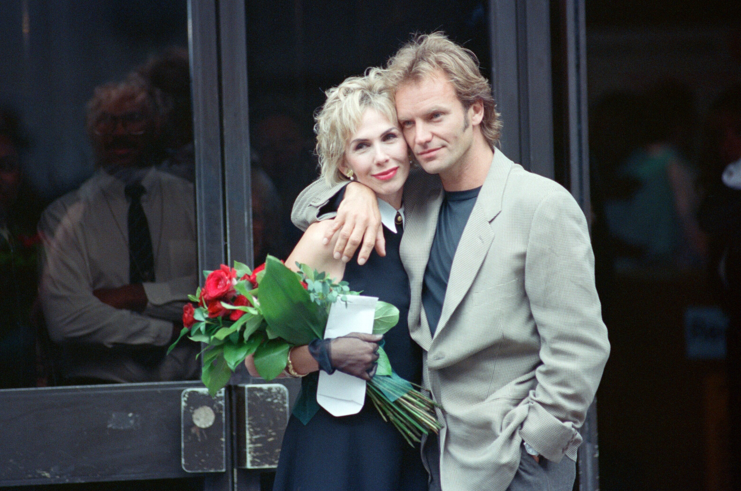 Trudie Styler and Sting outside Camden register office on August 20, 1992 in London. | Source: Getty Images