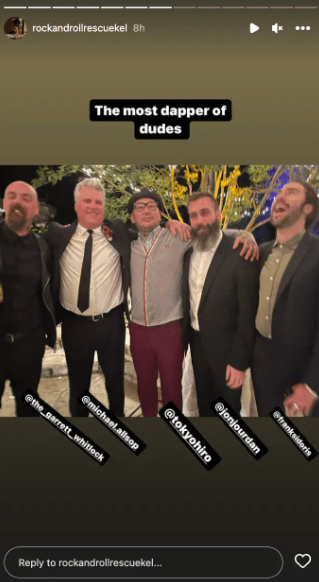 Some of the guests in attendance at Wolfgang Van Halen's wedding posted on Instagram Stories on October 16, 2023 | Source: Instagram/rockandrollrescuekel